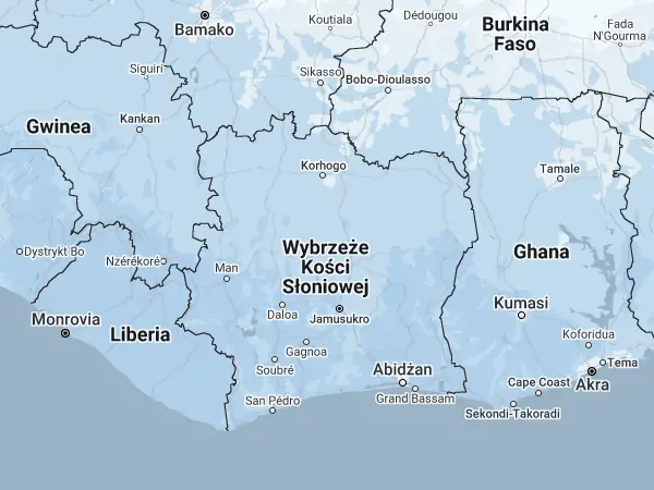 Mapa Wybrzeże Kości Słoniowej