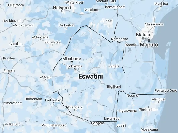 Mapa Eswatini (Suazi)