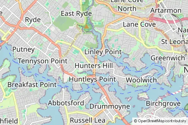 Mapa Hunters Hill