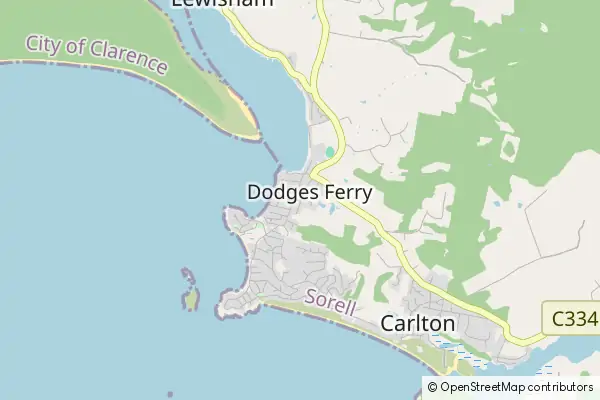 Mapa Dodges Ferry