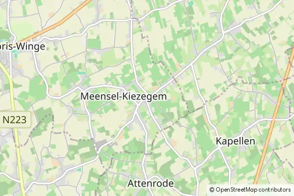 Mapa Meensel-Kiezegem