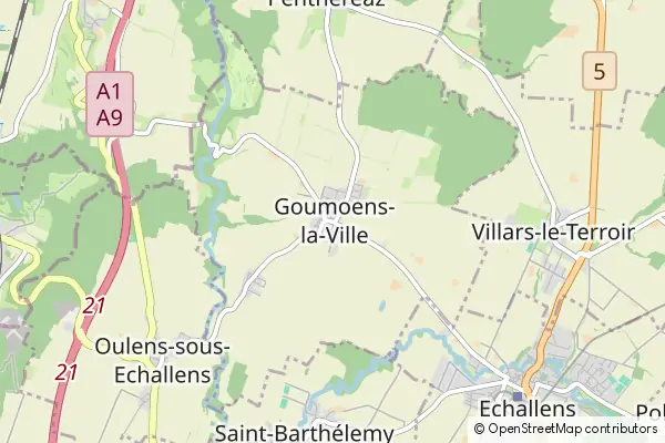 Mapa Goumoens la Ville