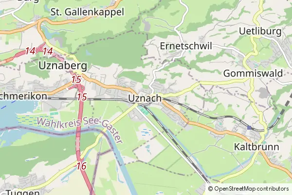 Mapa Uznach