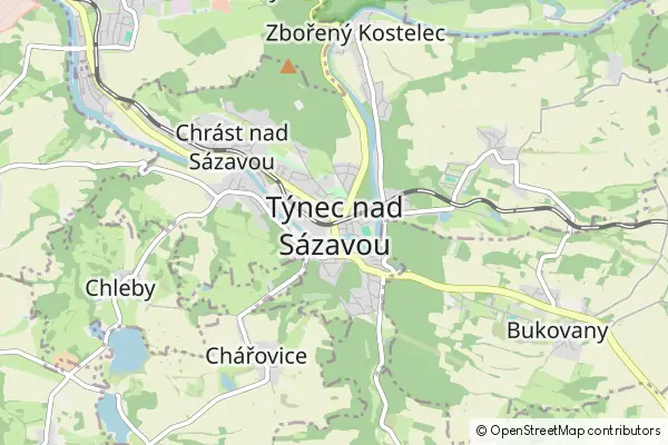 Mapa Týnec nad Sázavou