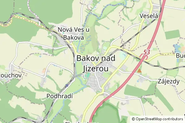 Mapa Bakov nad Jizerou