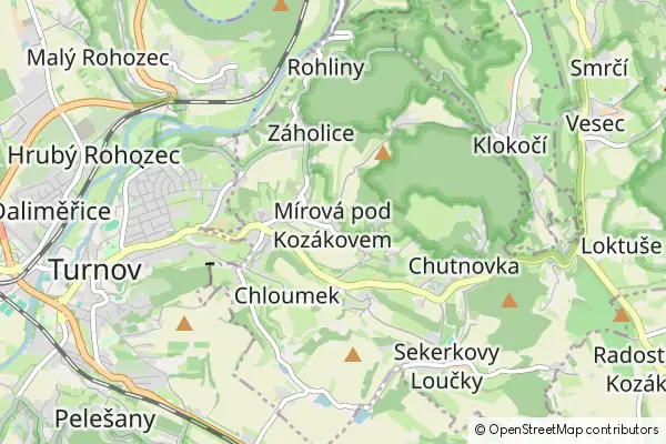 Mapa Mírová pod Kozákovem