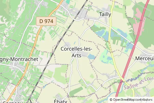 Mapa Corcelles-les-Arts