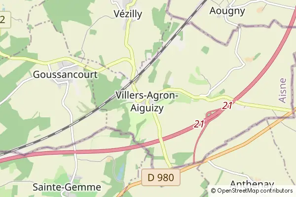 Mapa Villers-Agron-Aiguizy