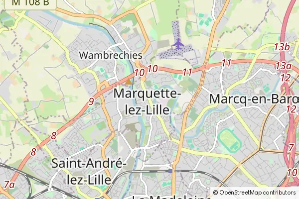 Mapa Marquette-lez-Lille