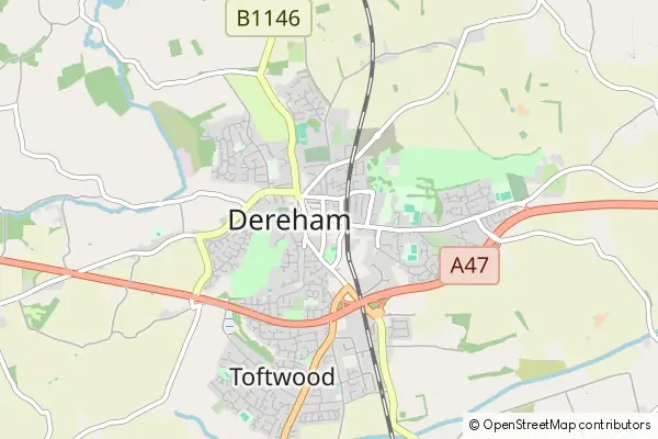 Mapa Dereham