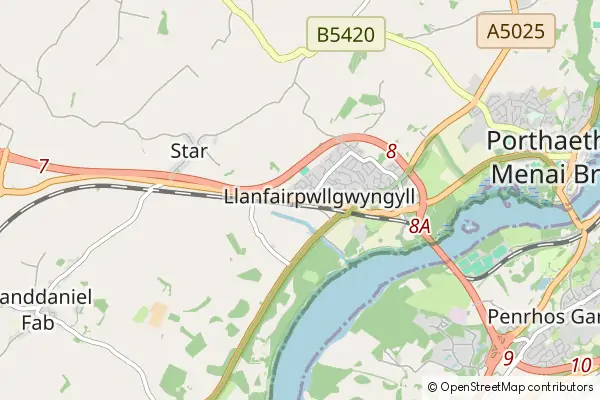 Mapa Llanfairpwllgwyngyll