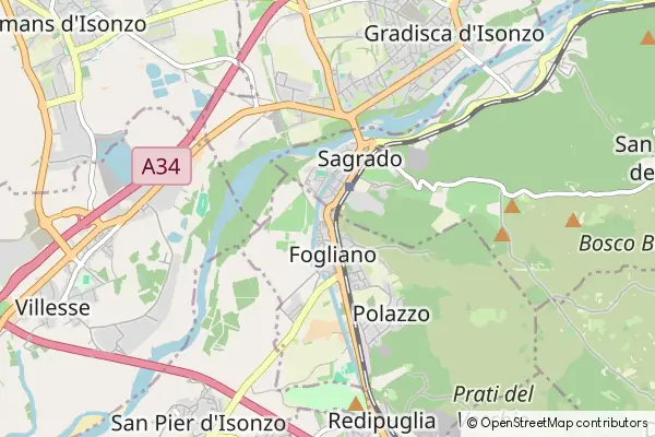 Mapa Fogliano Redipuglia