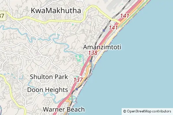 Mapa: Amanzimtoti • © OpenStreetMap contributors Mapa Amanzimtoti