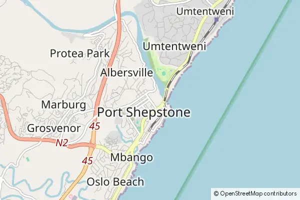 Mapa Port Shepstone